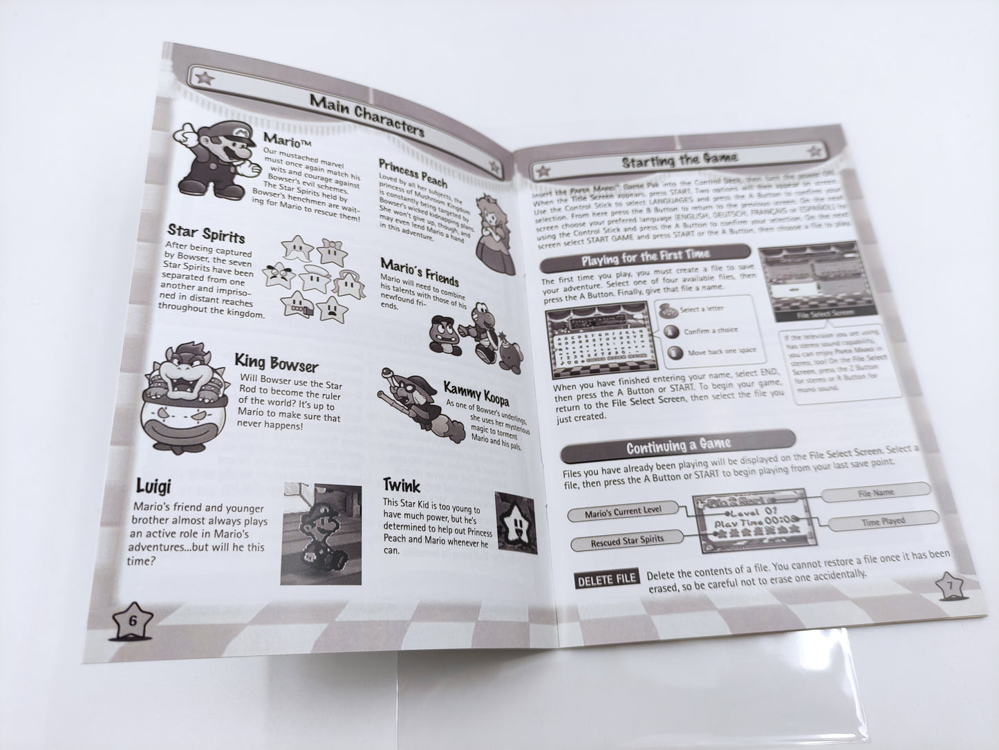 Paper Mario - Replacement Box, Manual, Inner Tray - PAL, Australian PAL or NTSC - Nintendo 64/ N64 - thick cardboard as in the original.