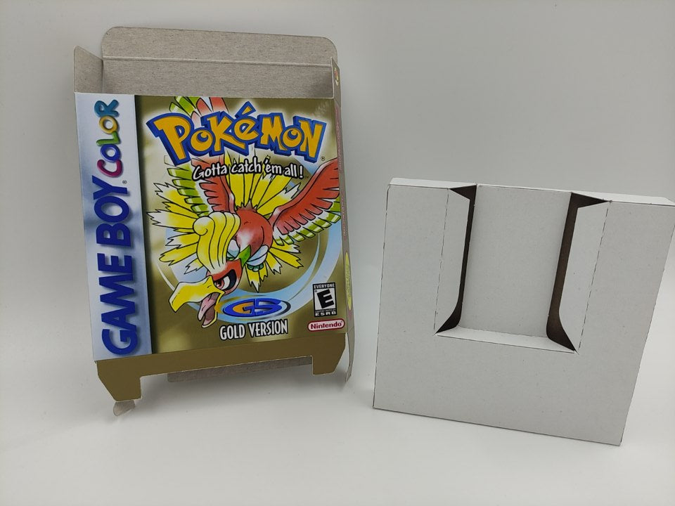 Pokemon Gold - Replacement Box, Manual, Inner Tray - NTSC or PAL - Game Boy Color/ GBC - thick cardboard.