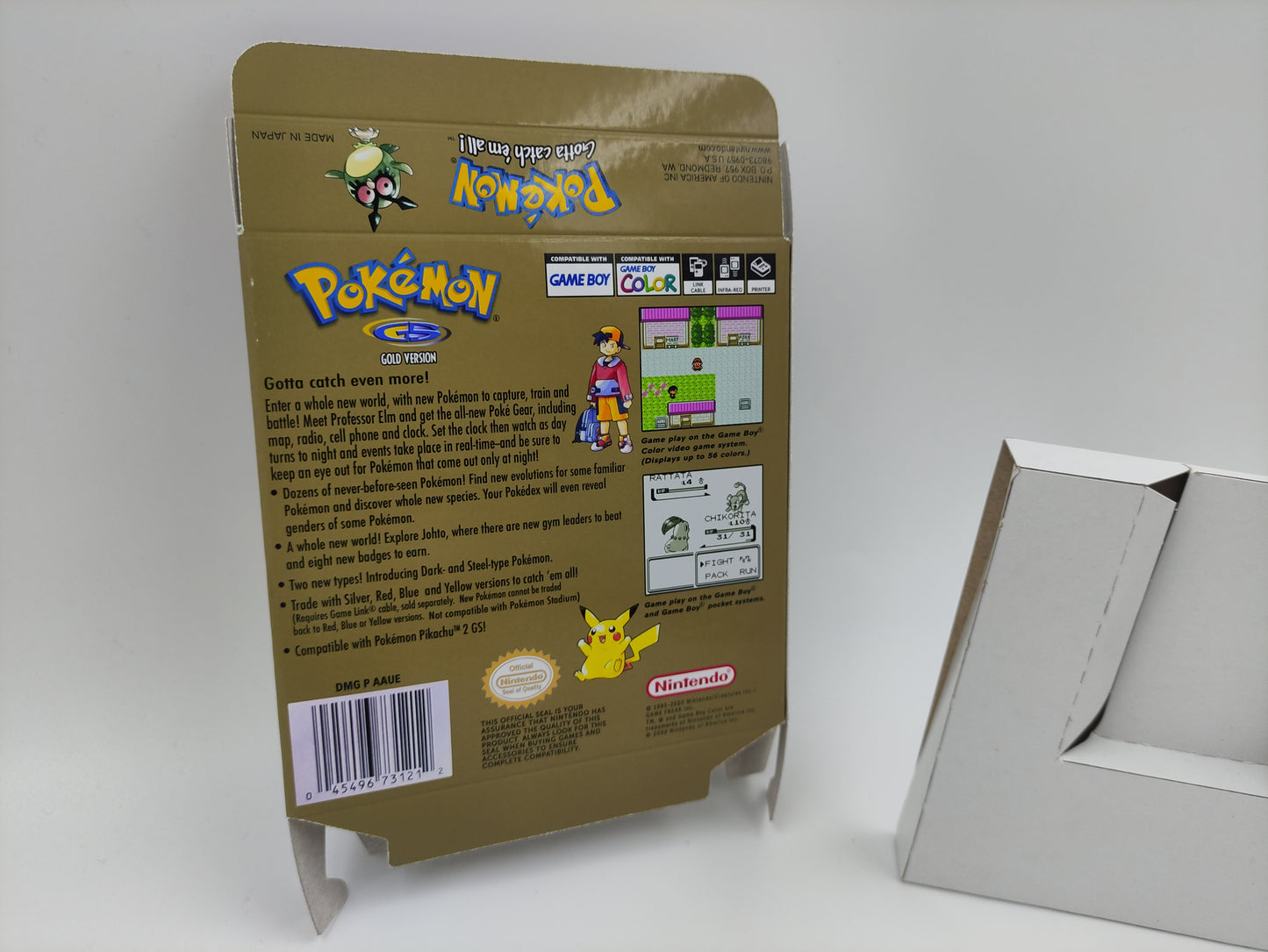 Pokemon Gold - Replacement Box, Manual, Inner Tray - NTSC or PAL - Game Boy Color/ GBC - thick cardboard.