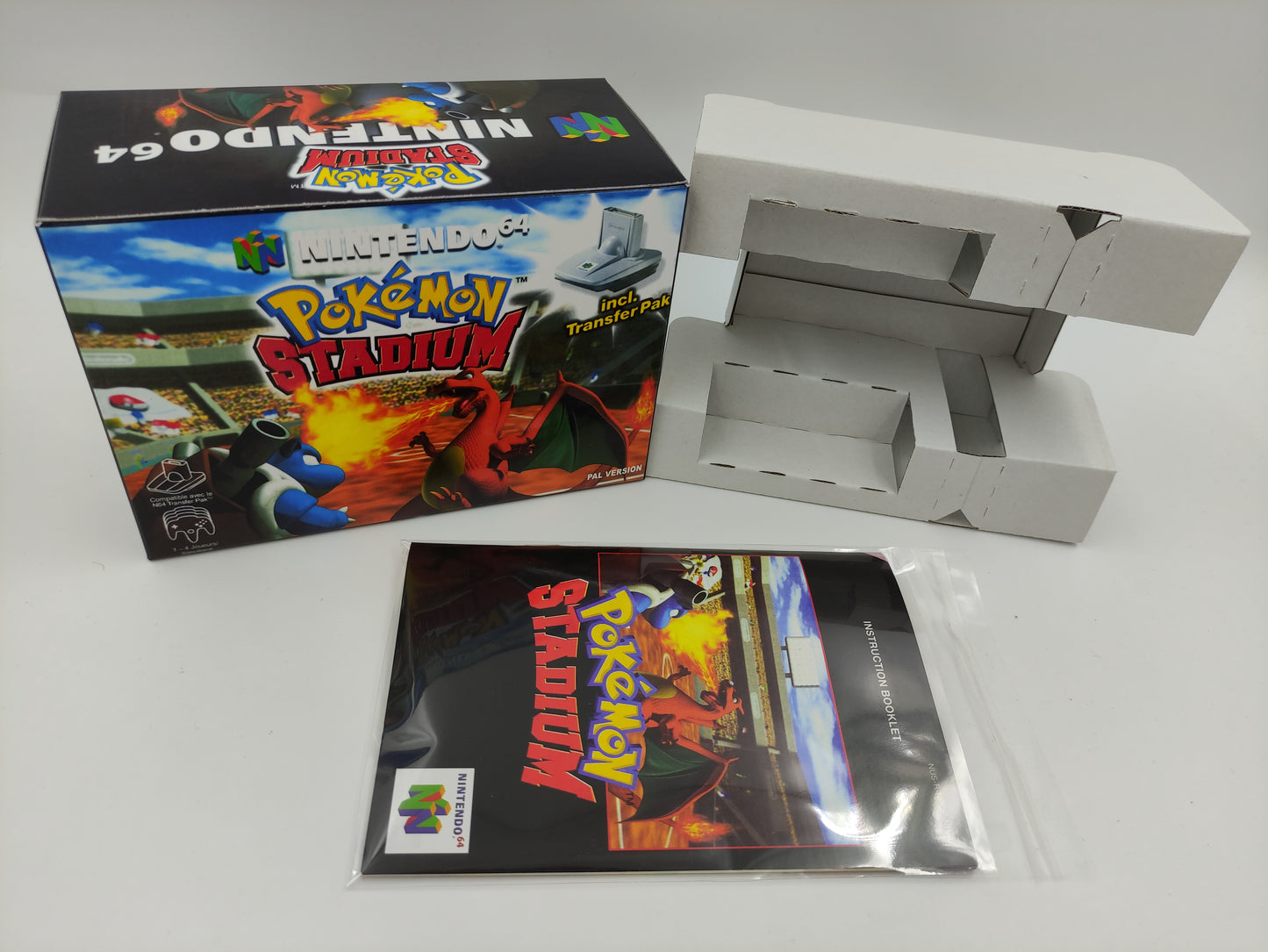 Pokemon Stadium - PAL - N64 - Big Box Replacement, Manual, Inner Tray - thick cardboard as in the original. Top Quality !!
