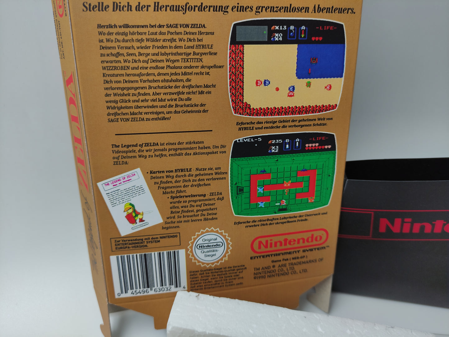 The Legend of Zelda- Box Replacement, Manual, Dust Cover, Block, Map - PAL - NES - box replacement only - thick cardboard as in the original. Top Quality !