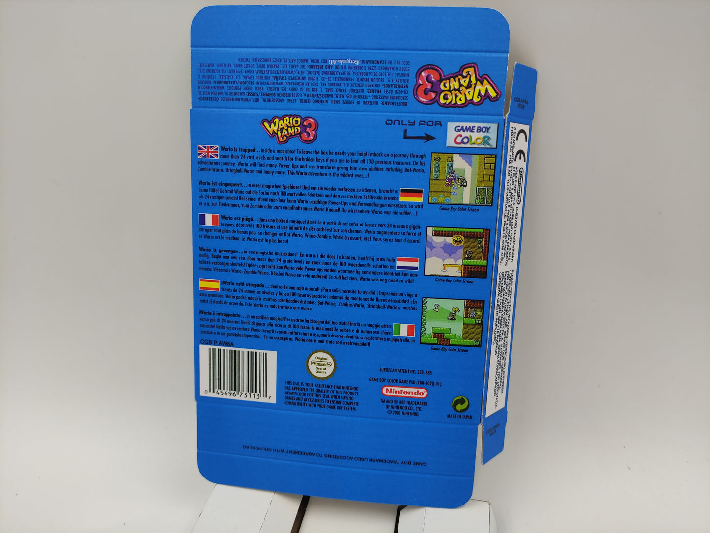 Wario Land 3 - Game Boy Color - box with inner tray option - thick cardboard. Top Quality !!