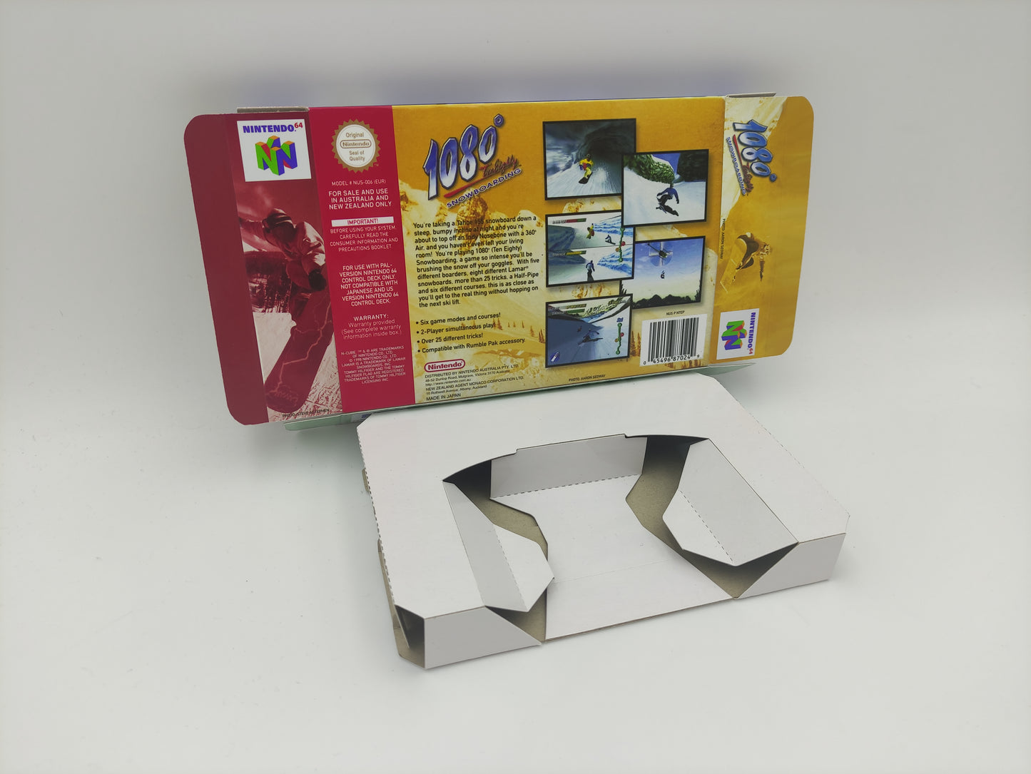 1080 TenEighty Snowboarding - box with inner tray option - NTSC, PAL or Australian PAL - Nintendo 64 - thick cardboard as in the original.