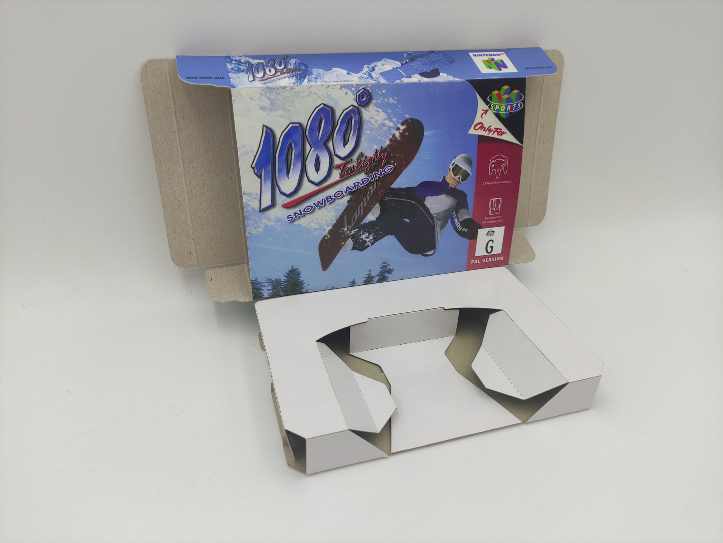 1080 TenEighty Snowboarding - box with inner tray option - NTSC, PAL or Australian PAL - Nintendo 64 - thick cardboard as in the original.