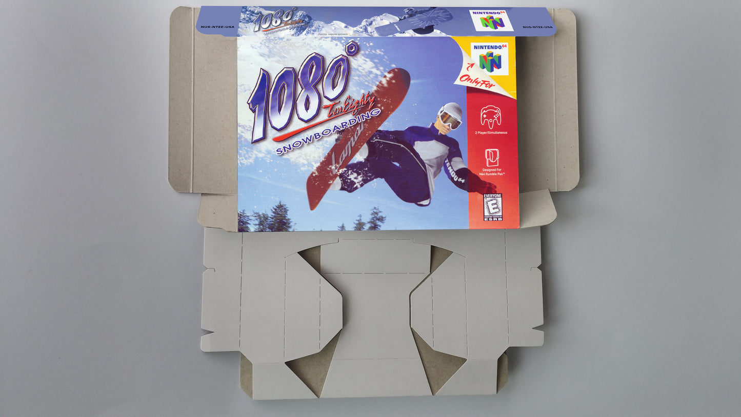 1080 TenEighty Snowboarding - box with inner tray option - NTSC, PAL or Australian PAL - Nintendo 64 - thick cardboard as in the original.