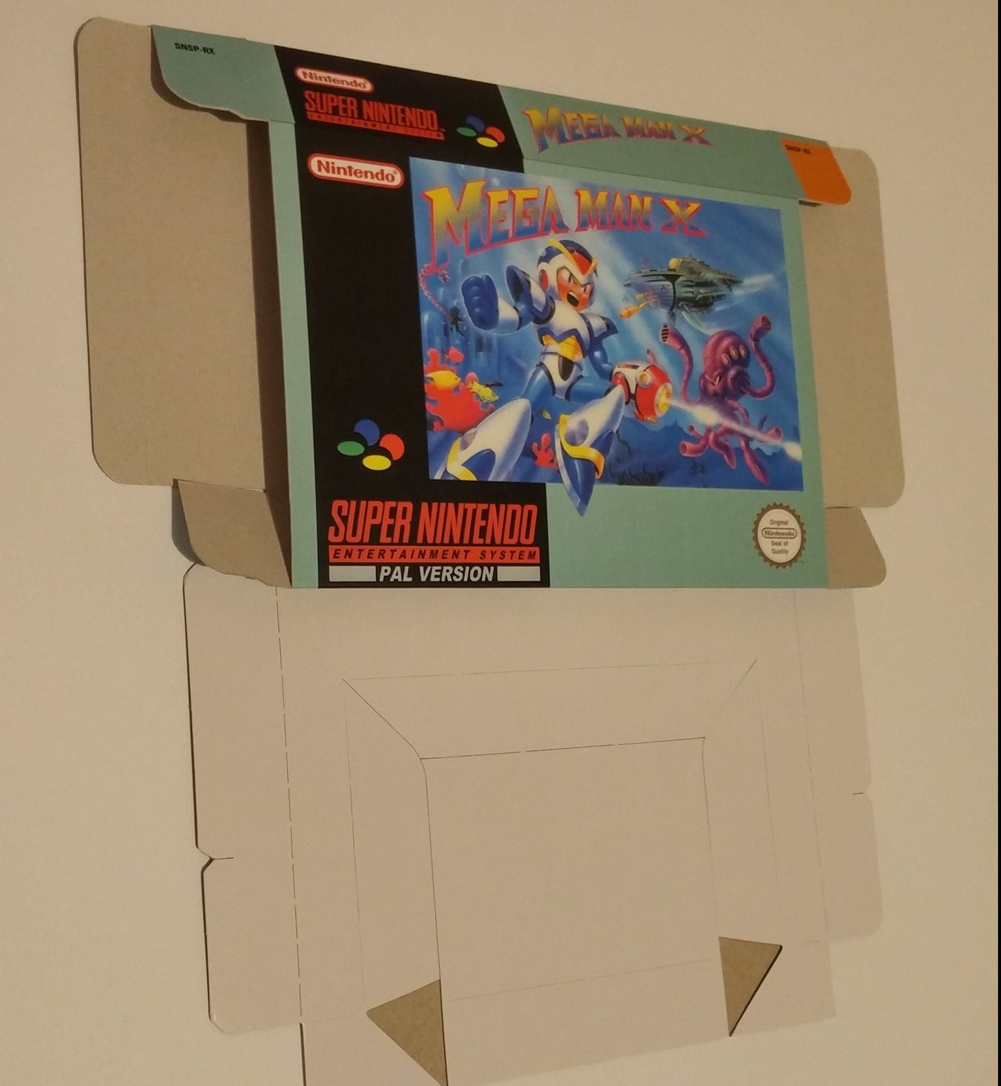Mega Man X - box with inner tray option - PAL or NTSC - SNES - thick cardboard as in the original.