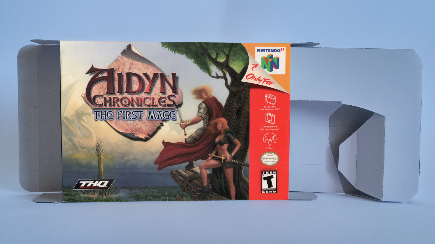 Aidyn Chronicles the first Mage - box with inner tray option - PAL, Australian PAL or NTSC - N64 - thick cardboard as in the original.