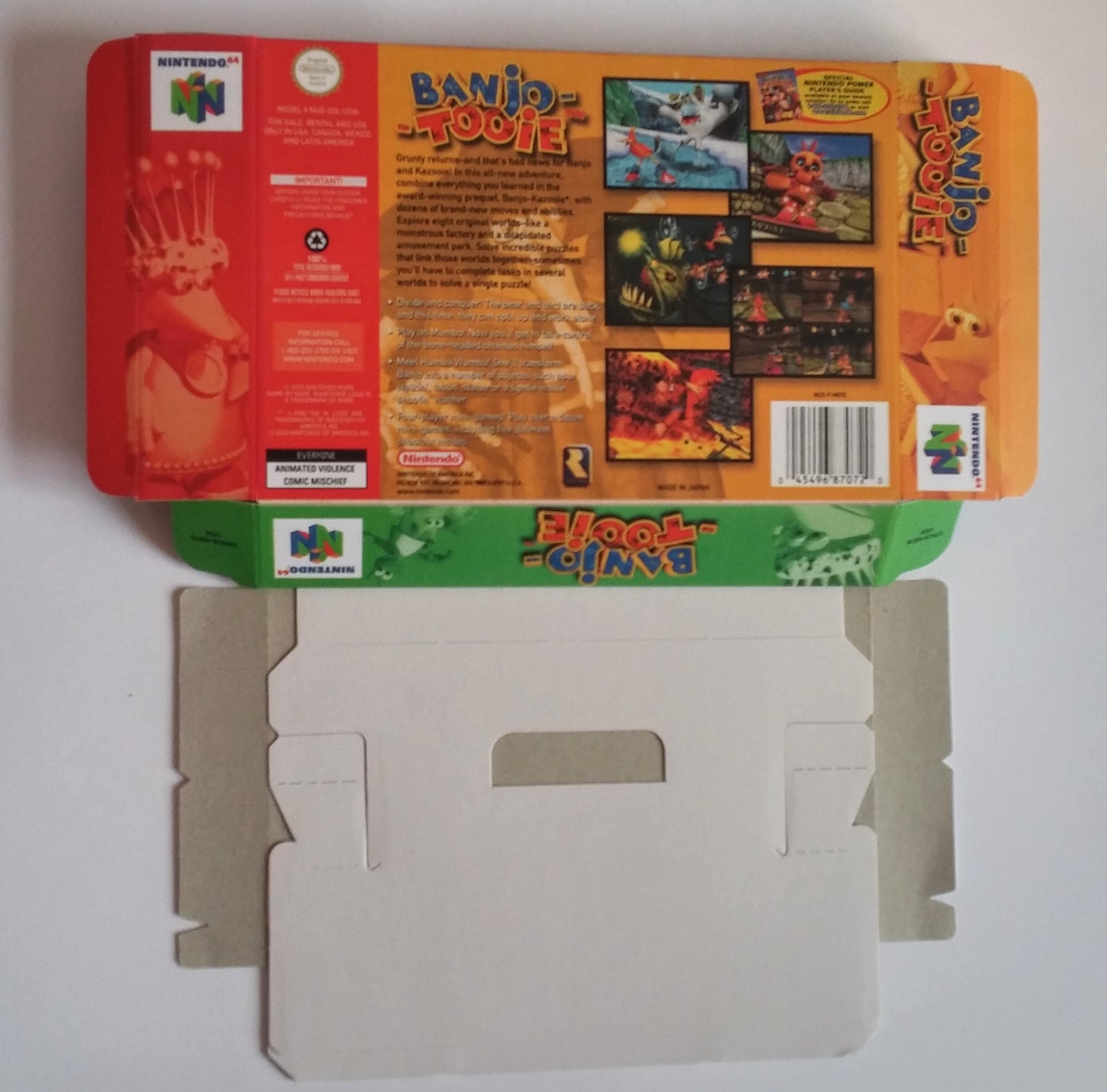 Banjo Tooie - box replacement with inner tray option - NTSC, PAL or Australian PAL - Nintendo 64/ N64 - thick cardboard as in the original.