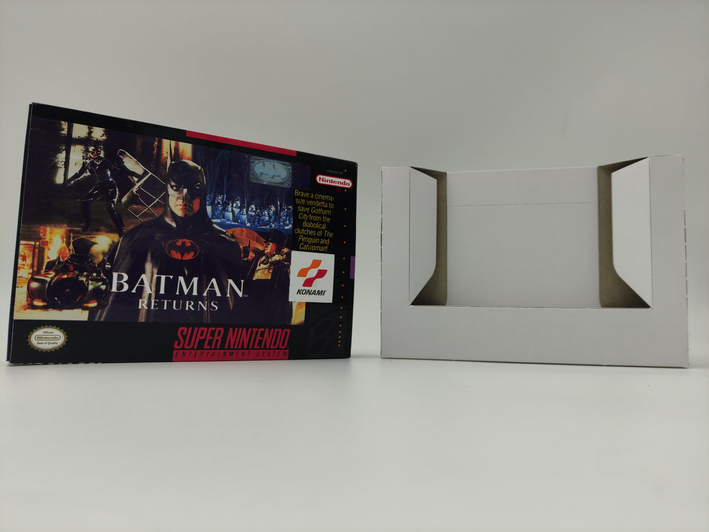 Batman Returns - box with inner tray option - NTSC or PAL - Super Nintendo/ SNES- thick cardboard. Top Quality !!