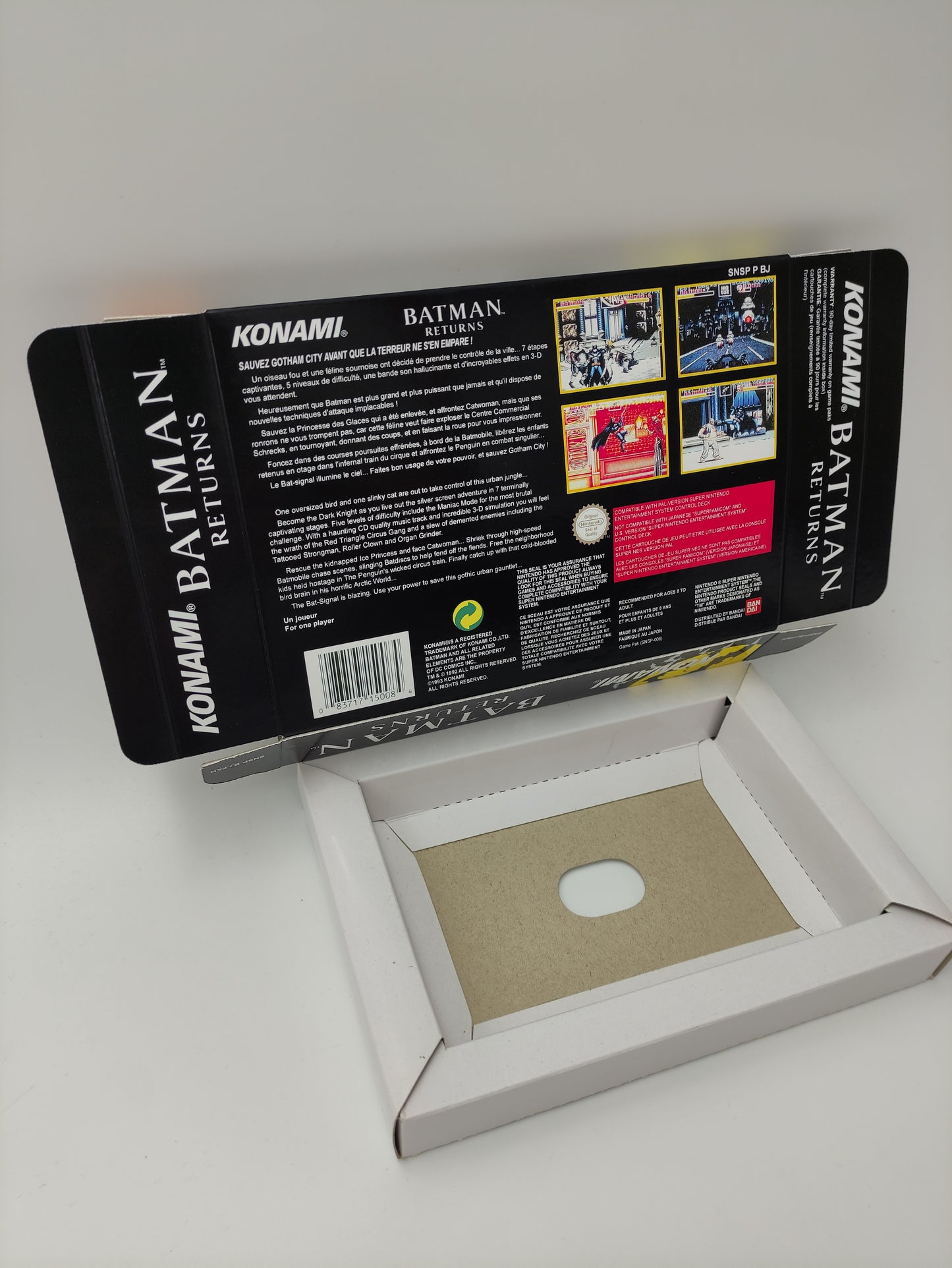 Batman Returns - box with inner tray option - NTSC or PAL - Super Nintendo/ SNES- thick cardboard. Top Quality !!