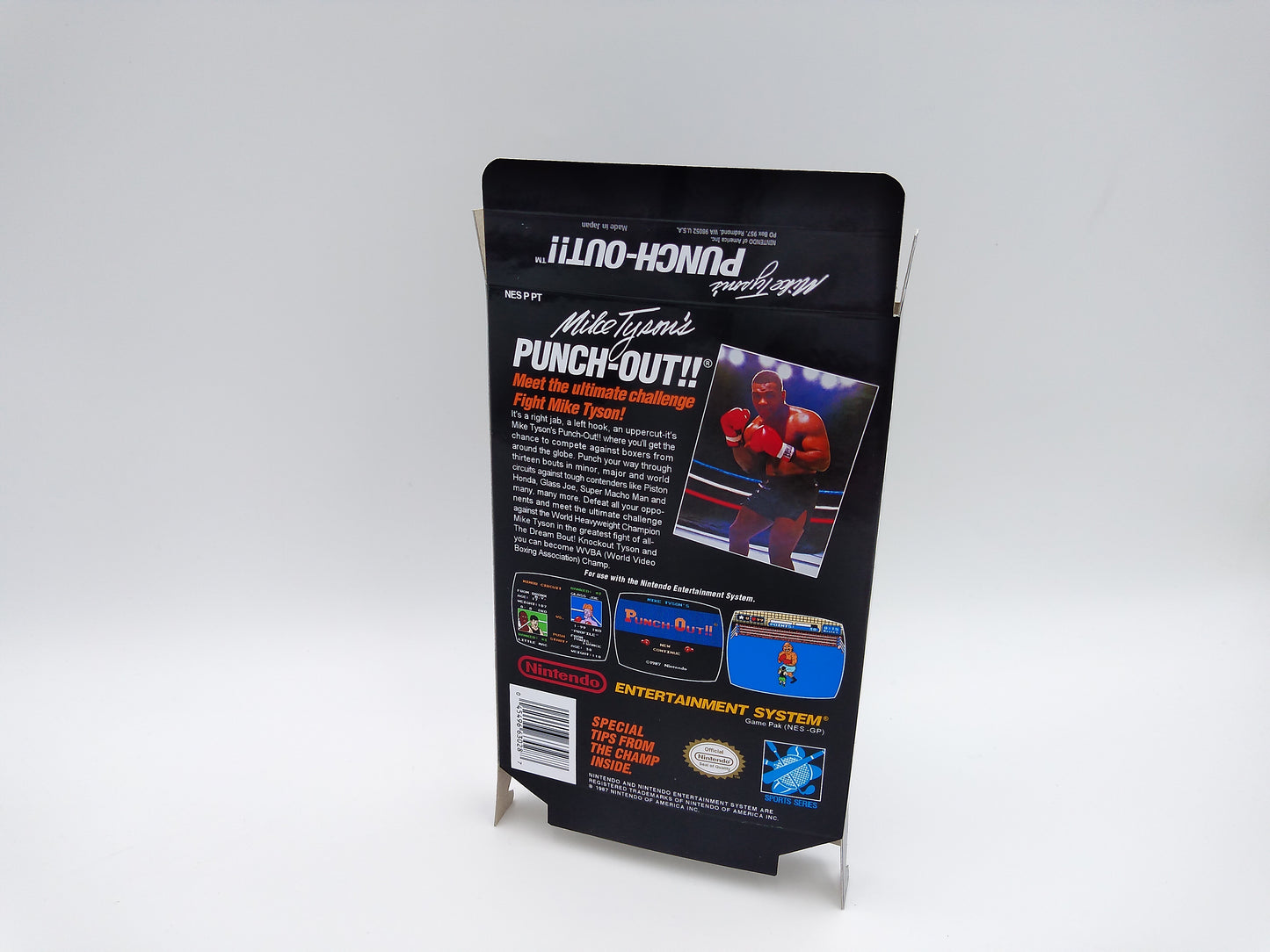 Mike Tyson's Punch-Out!! - Replacement Box, Manual, Dust Cover, Block - NES - NTSC or PAL - thick cardboard as in the original. Top Quality !!