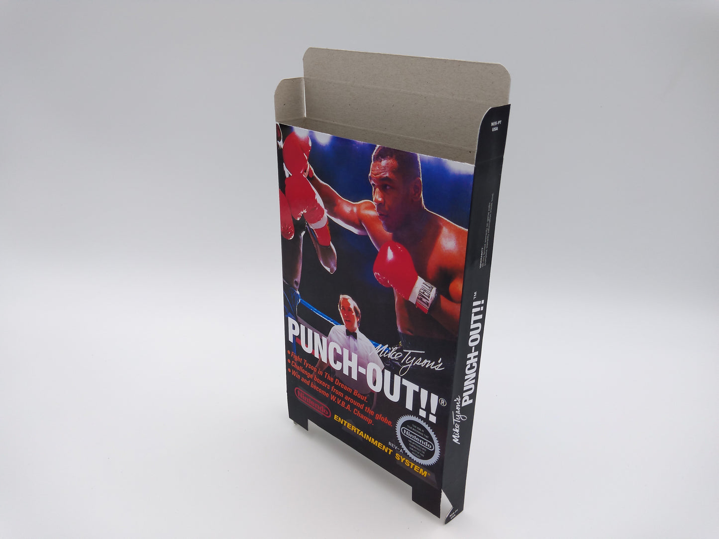 Mike Tyson's Punch-Out!! - Replacement Box, Manual, Dust Cover, Block - NES - NTSC or PAL - thick cardboard as in the original. Top Quality !!