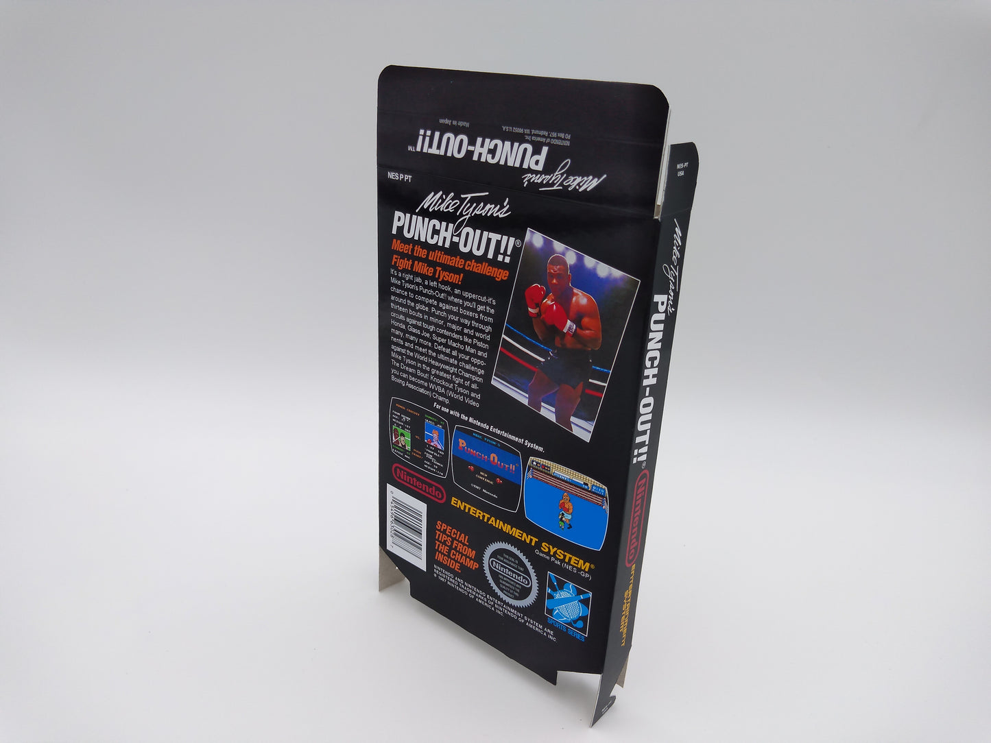 Mike Tyson's Punch-Out!! - Replacement Box, Manual, Dust Cover, Block - NES - NTSC or PAL - thick cardboard as in the original. Top Quality !!