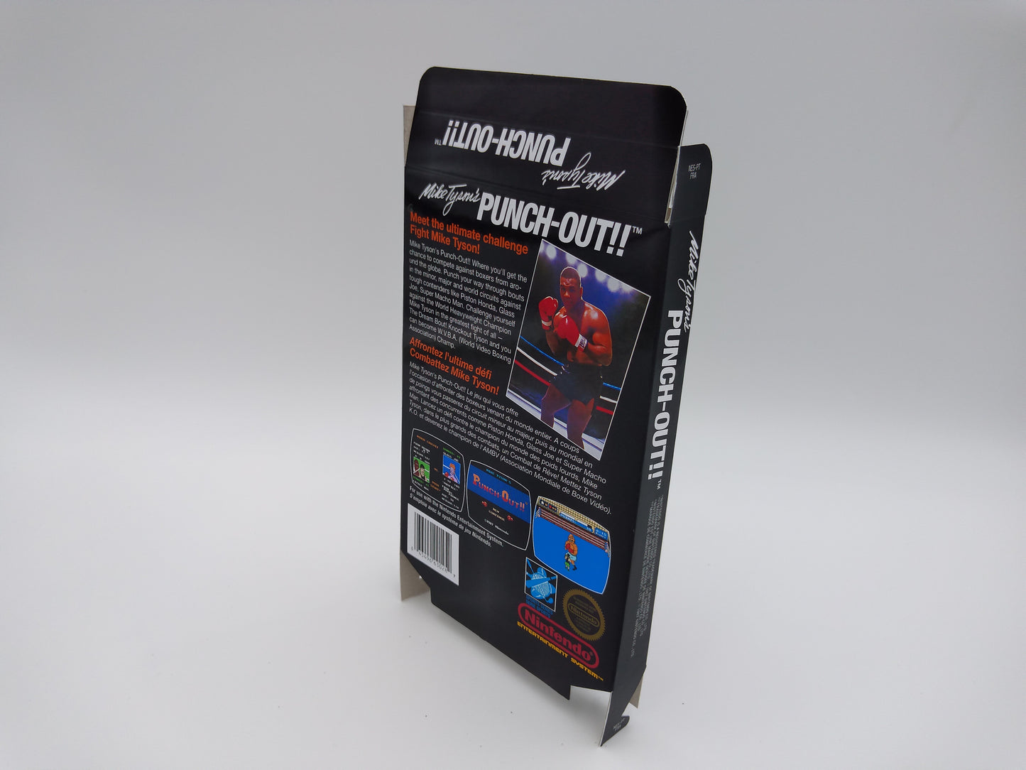 Mike Tyson's Punch-Out!! - Replacement Box, Manual, Dust Cover, Block - NES - NTSC or PAL - thick cardboard as in the original. Top Quality !!