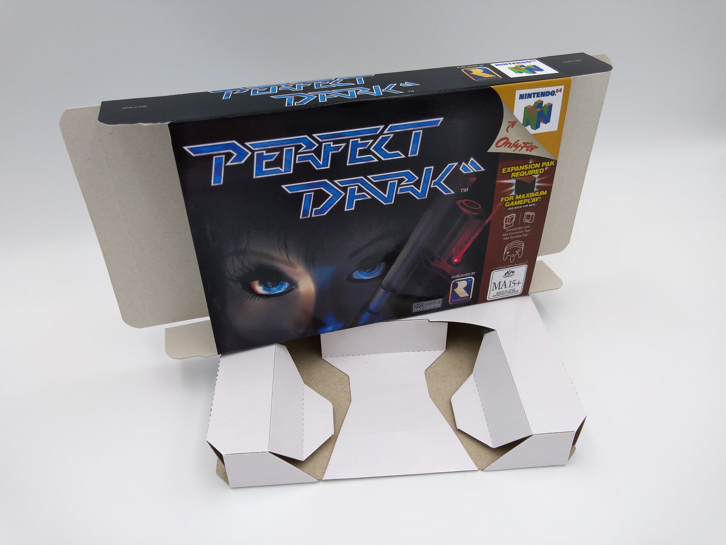 Perfect Dark - Box with inner tray option - NTSC, PAL or Australian PAL - N64 - thick cardboard as in the original. Top Quality !!