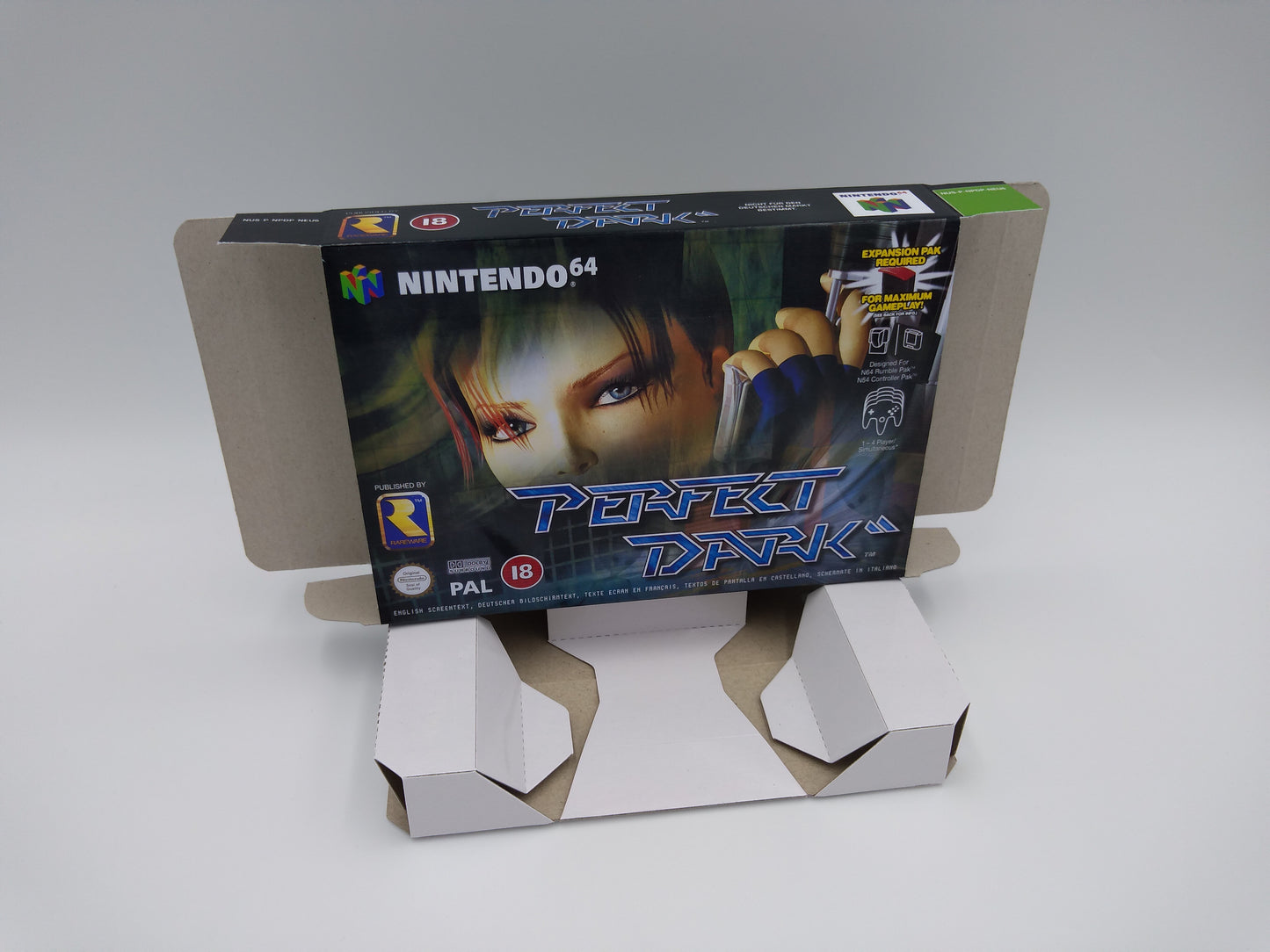 Perfect Dark - Box with inner tray option - NTSC, PAL or Australian PAL - N64 - thick cardboard as in the original. Top Quality !!