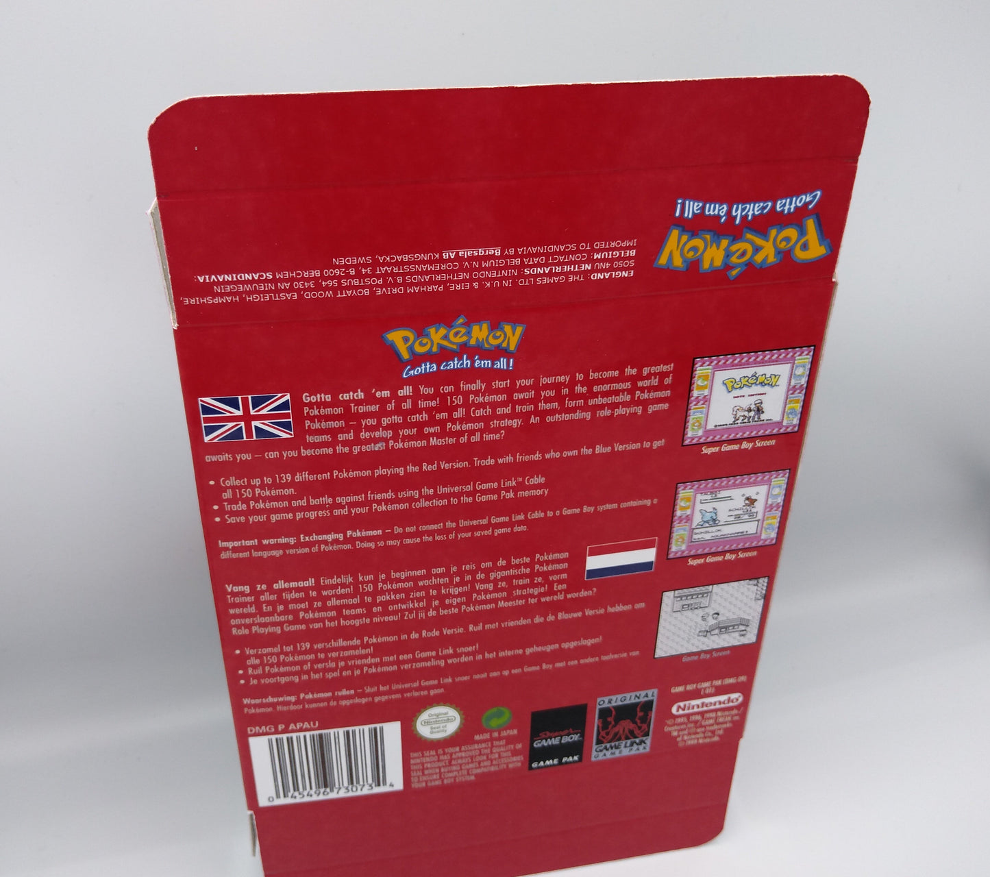 Pokemon Red - Replacement Box, Manual, Tray - NTSC, PAL or Australian Pal region - Game Boy/ GB - thick cardboard. Top Quality !!