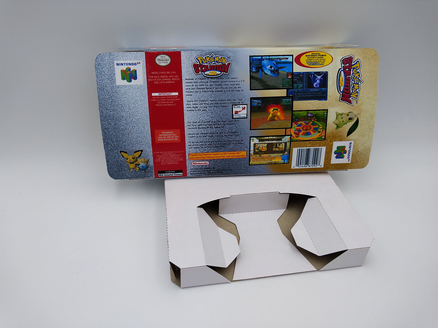 Pokemon Stadium 2 - PAL or NTSC - box with inner tray option - Nintendo 64 - thick cardboard as in the original. Top Quality !