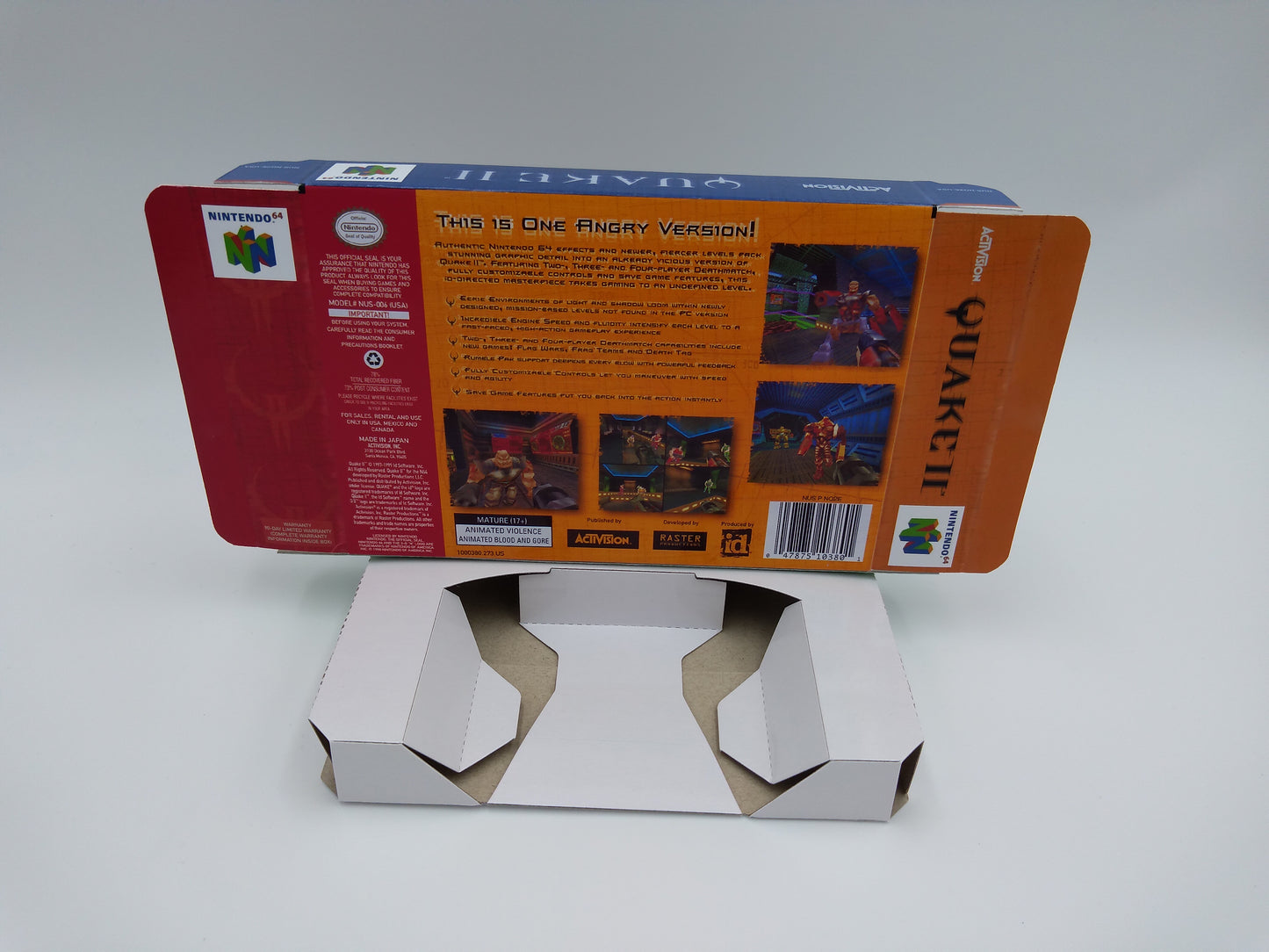 Quake II - box with inner tray option - NTSC, PAl or Australian PAL - Nintendo 64 - thick cardboard. Top Quality !!