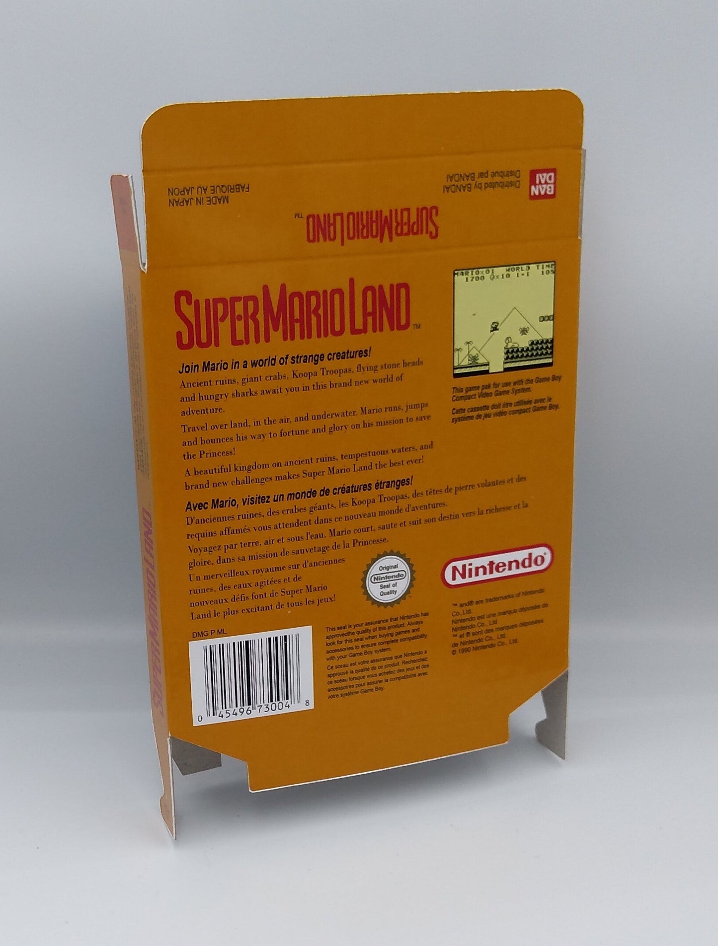 Super Mario Land - Box Replacement, Manual, Inner Tray - PAL or NTSC - Game Boy/ GB - thick cardboard. Top Quality !!