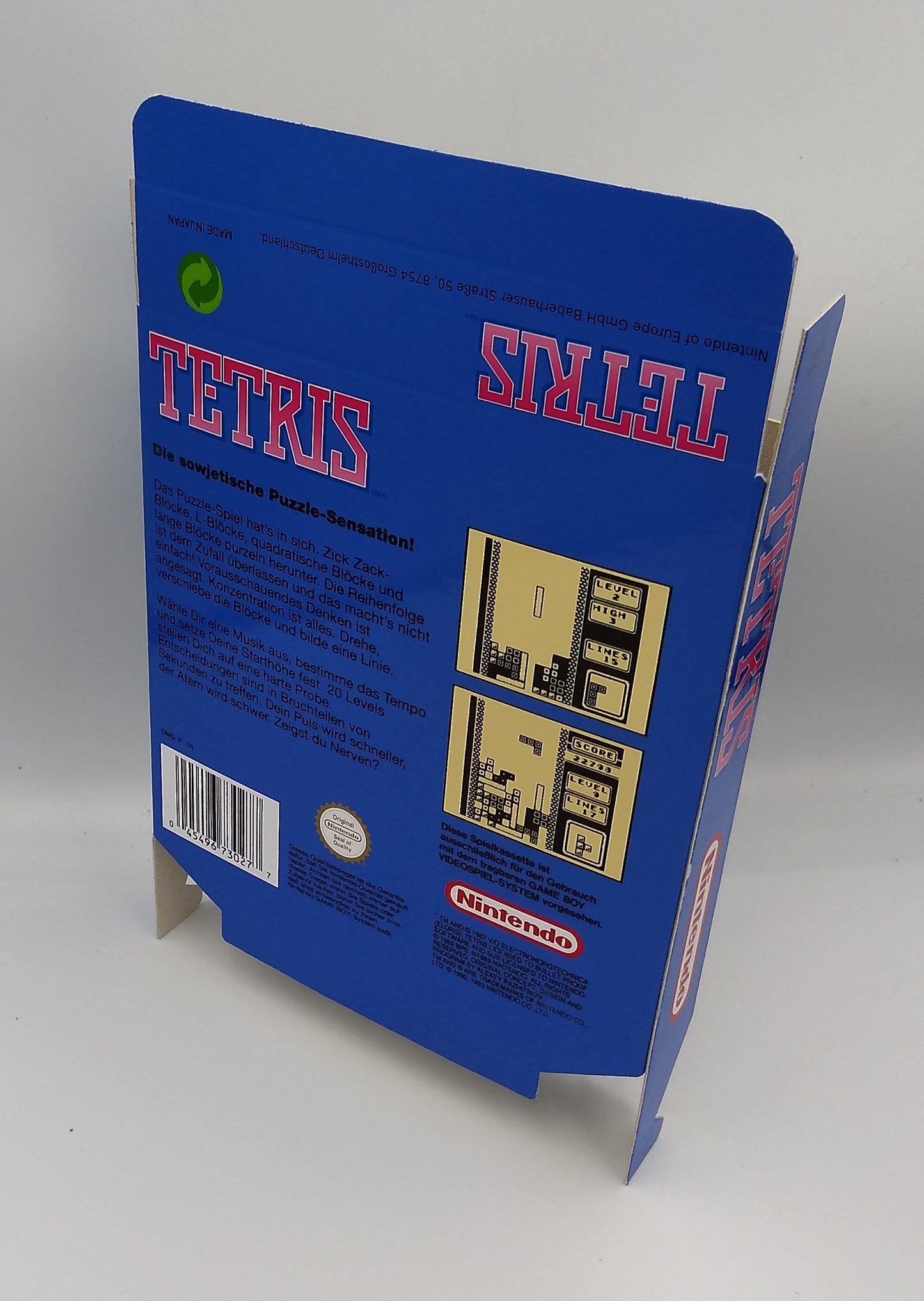 Tetris - Replacement Box, Manual, Inner Tray - Game Boy/ GB - PAL or NTSC - thick cardboard - Top Quality !