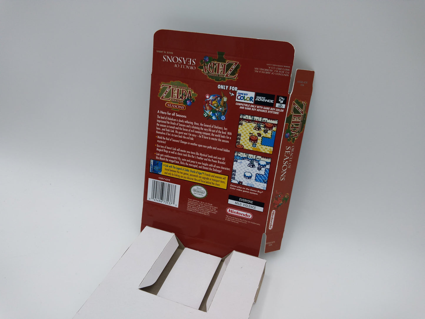 The Legend of Zelda Oracle of Seasons - box with inner tray - thick cardboard as in the original. HQ !