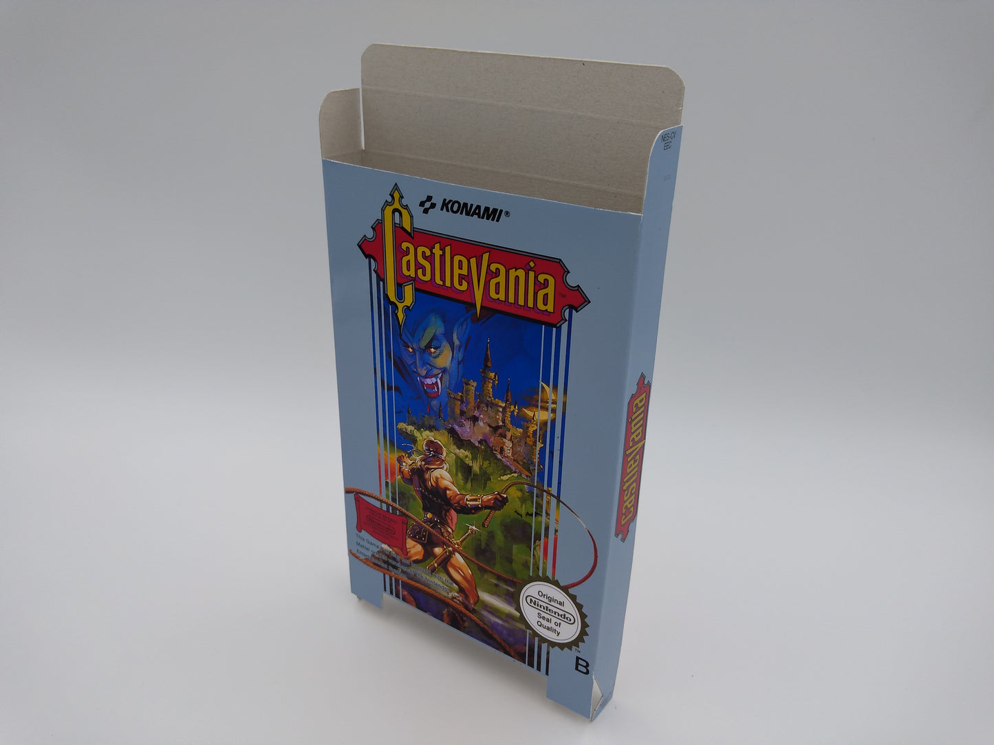 Castlevania - Replacement Box, Manual, Dust Cover, Block - NES - NTSC or PAL - thick cardboard as in the original. Top Quality !!