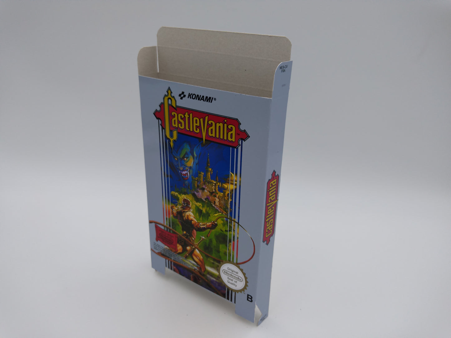 Castlevania - Replacement Box, Manual, Dust Cover, Block - NES - NTSC or PAL - thick cardboard as in the original. Top Quality !!