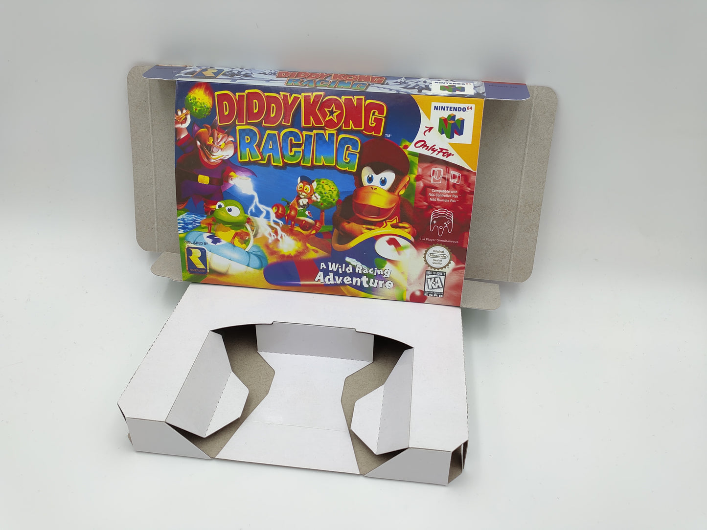 Diddy Kong Racing - box with inner tray option - NTSC, PAL or Australian PAL - Nintendo 64/ N64 - thick cardboard as in the original. Hq !