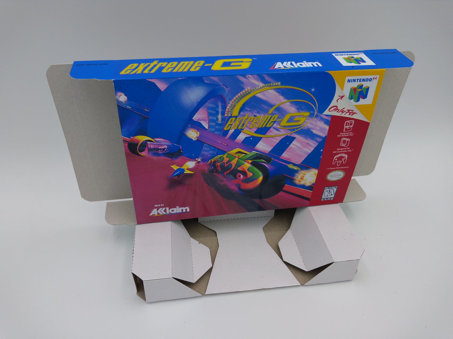 Extreme G - box with inner tray option - NTSC or PAL region - Nintendo 64/ N64 - thick cardboard. Top Quality !!