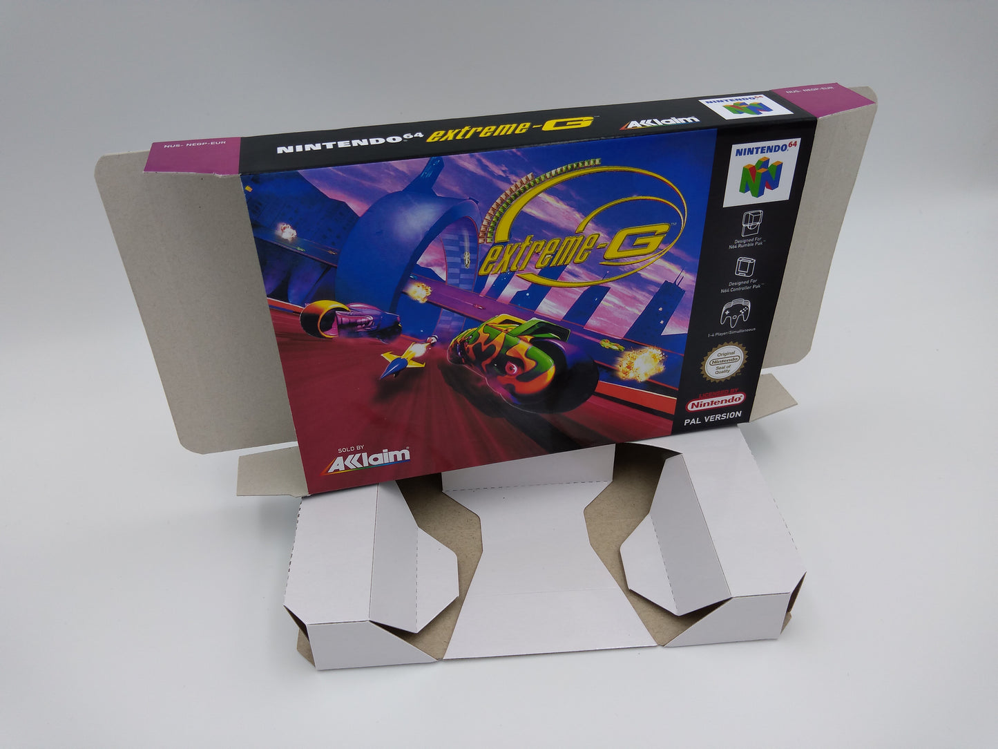 Extreme G - box with inner tray option - NTSC or PAL region - Nintendo 64/ N64 - thick cardboard. Top Quality !!