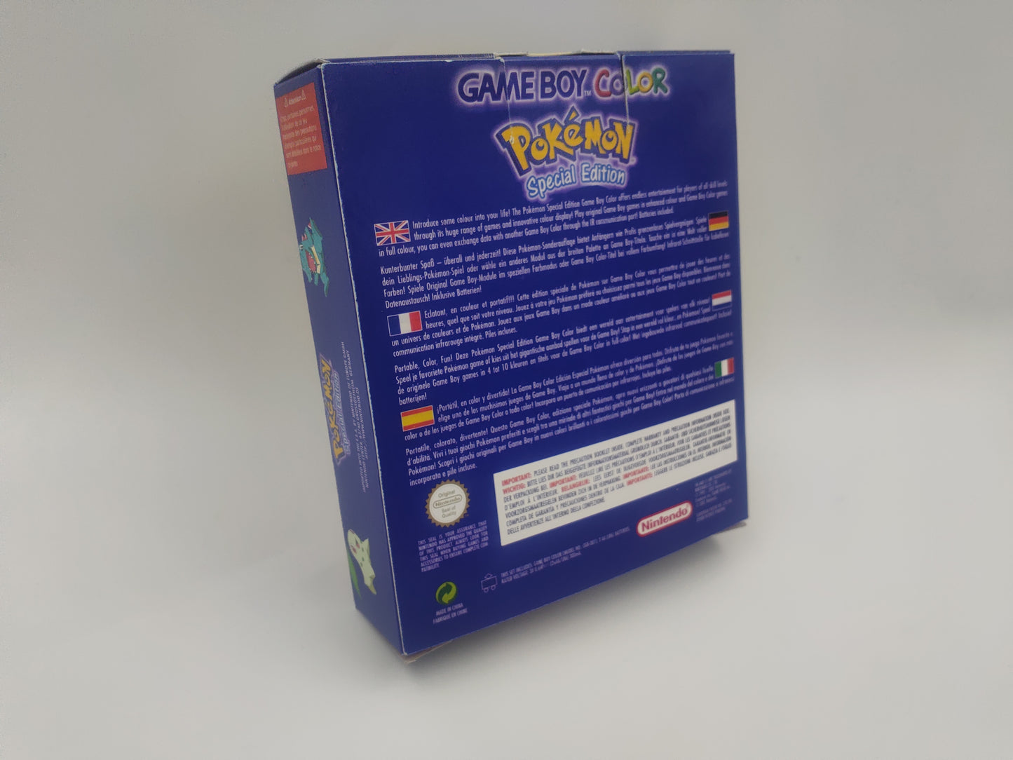 Gameboy Color Pokemon Special Edition Replacement - Console Box - Box only - gray cardboard.
