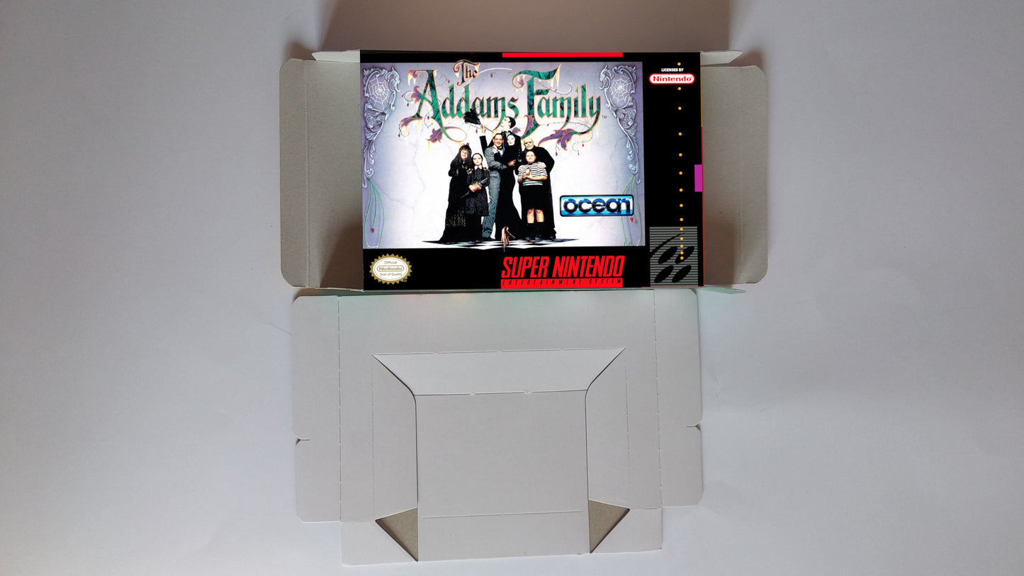 Addams Family - box with inner tray option - NTSC - Super Nintendo/ SNES- thick cardboard.