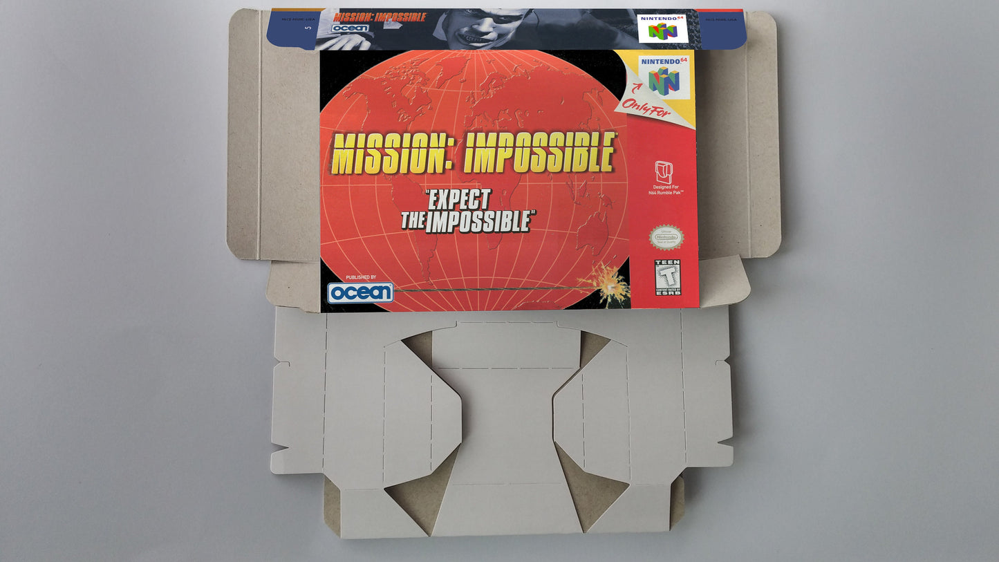 Mission Impossible - box with inner tray option - PAL, Australian PAL or NTSC - Nintendo 64/ N64 - thick cardboard. Top Quality !!