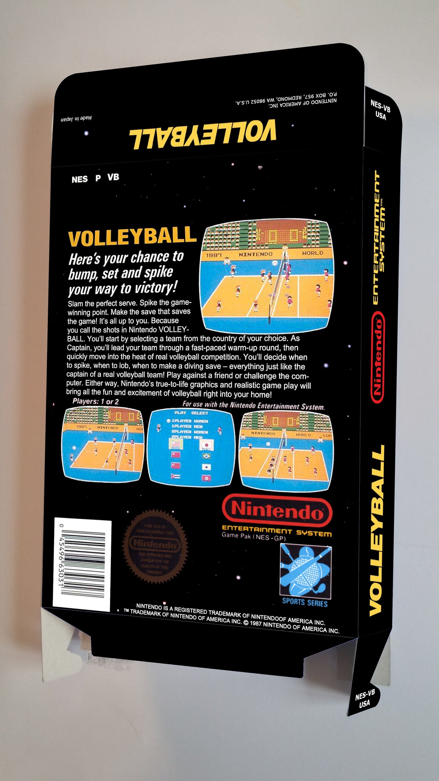Volleyball - NES - PAL or NTSC box replacement only - thick cardboard as in the original.