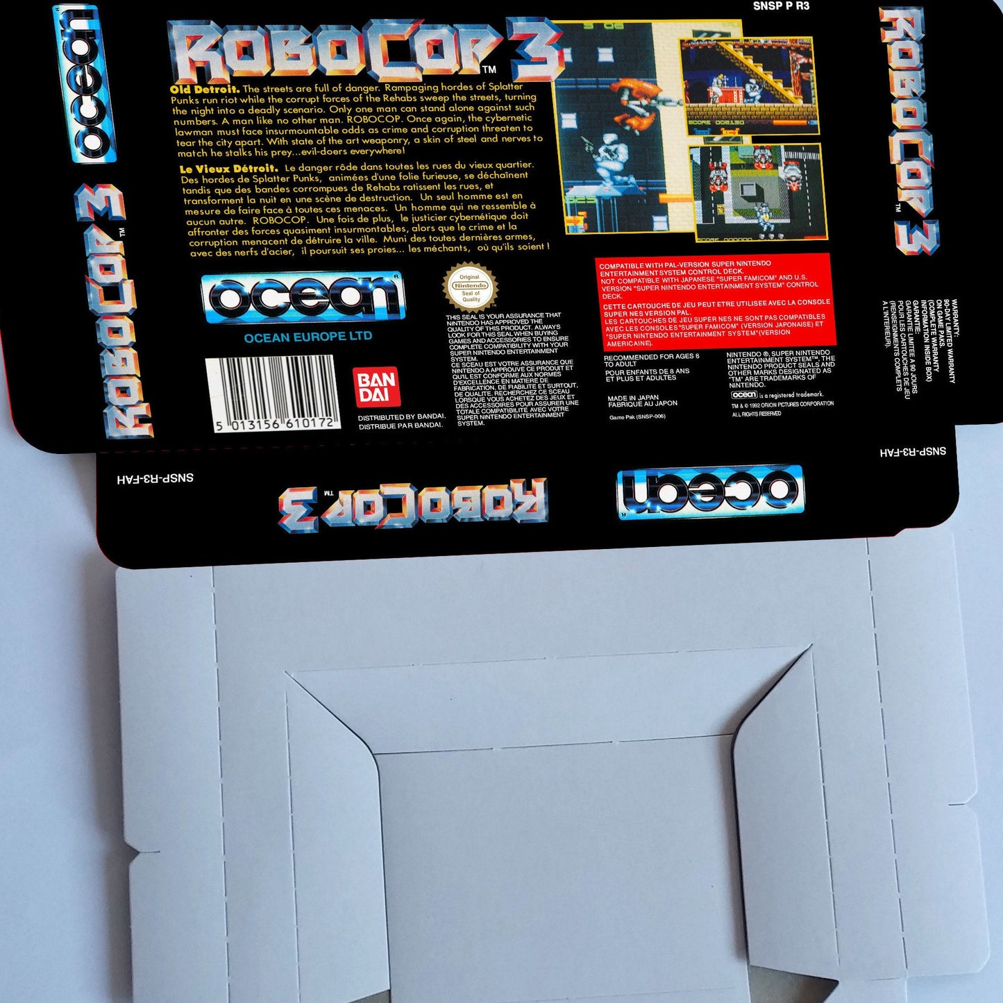 RoboCop 3 - PAL - box with inner tray option - SNES - thick cardboard as in the original.