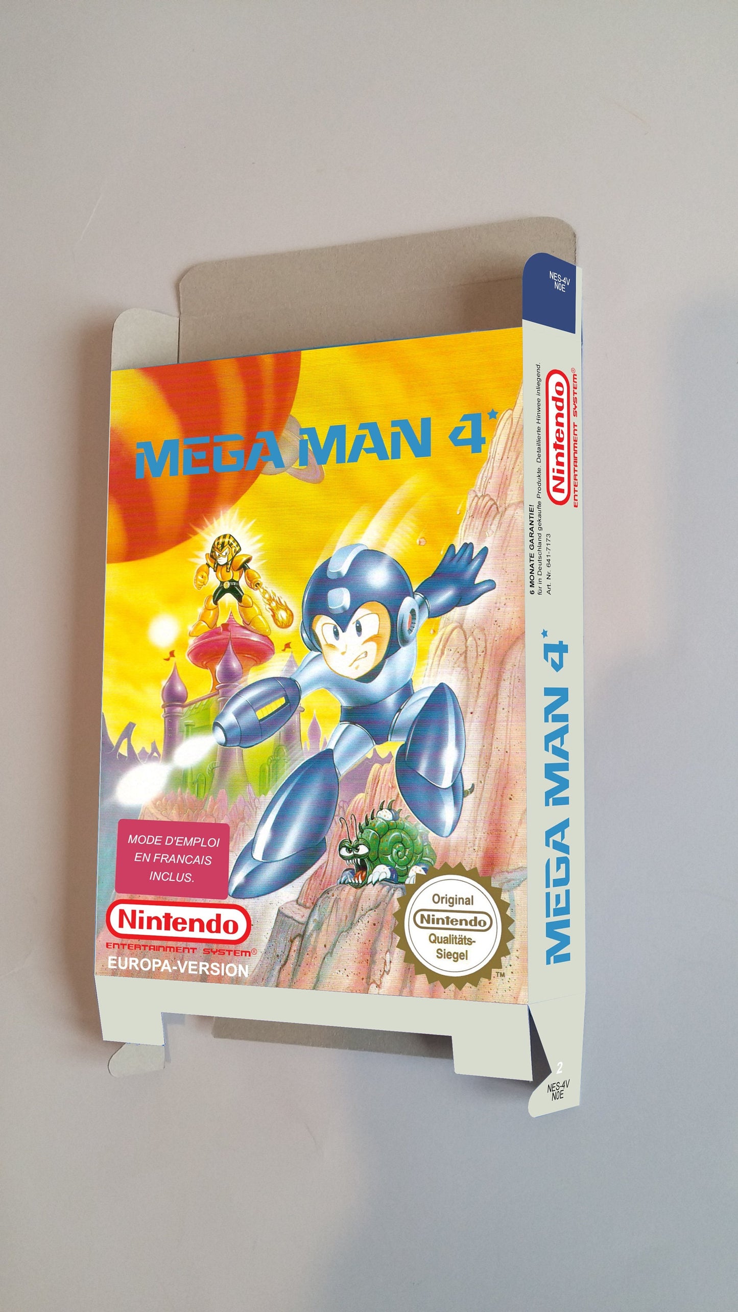 Mega Man 4 - NTSC or Pal - NES - box replacement only - thick cardboard as in the original. HQ !!