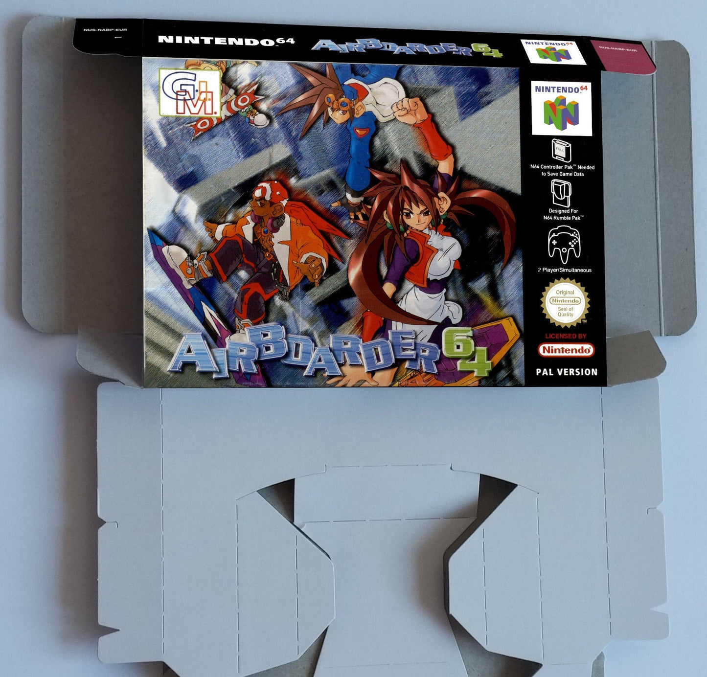 Air Boarder - box with inner tray option - PAL - Nintendo 64/ N64 - thick cardboard as in the original. Top Quality !!