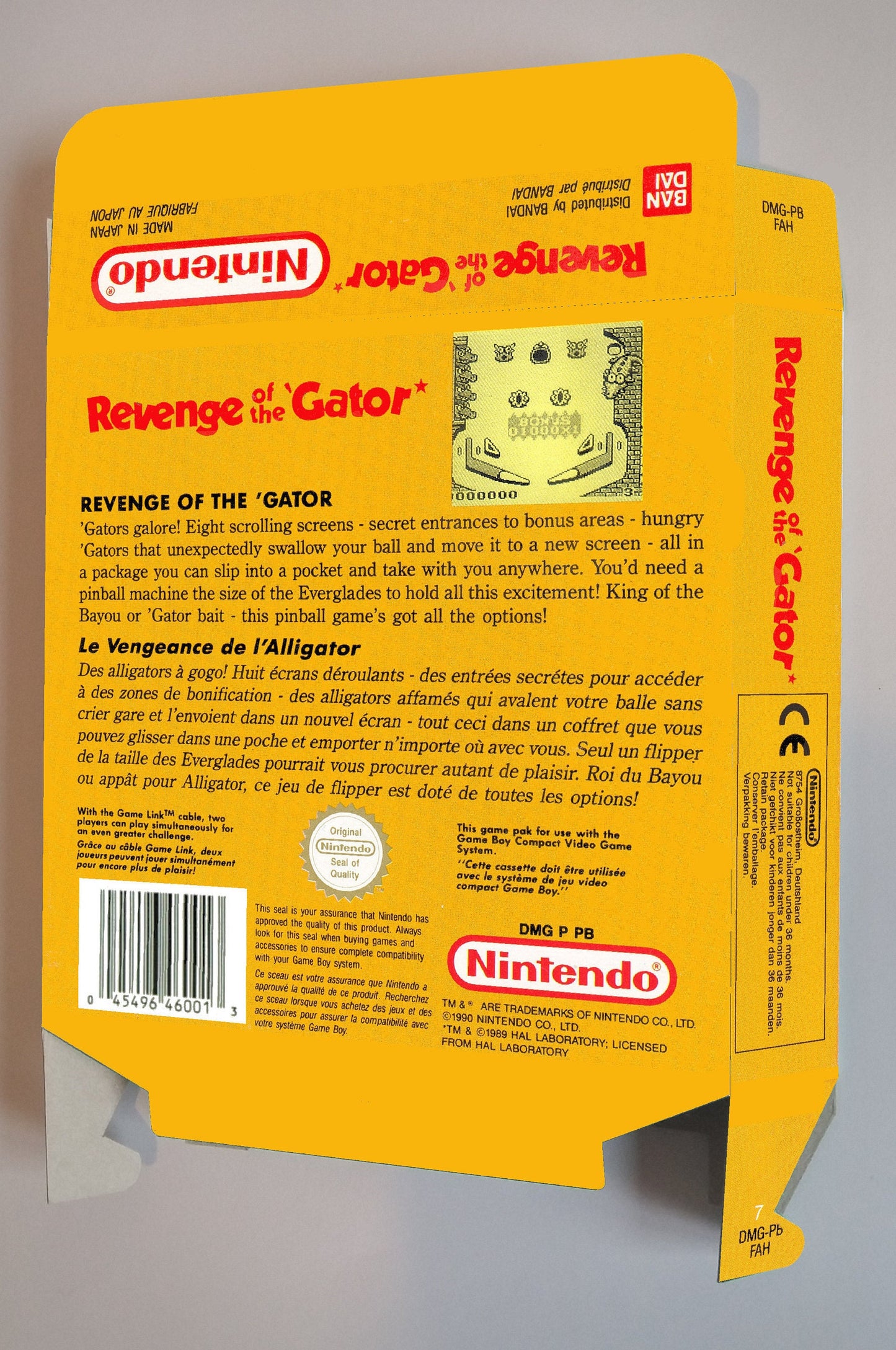 Revenge of the Gator - box with inner tray option - PAL or NTSC - Game Boy/ GB - thick cardboard. Top Quality !!