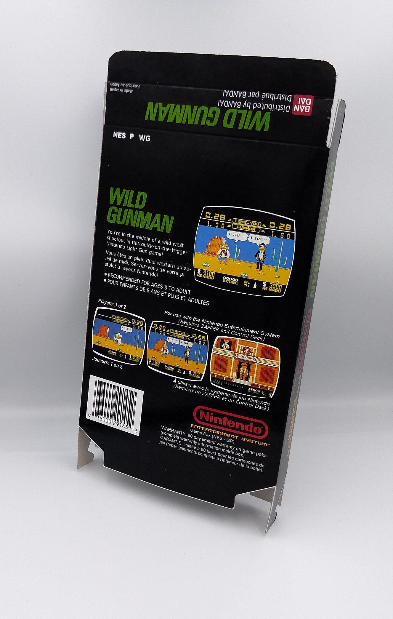 Wild Gunman - Box Replacement, Dust Cover, Block - NES - PAL or Ntsc - Thick cardboard. HQ !!