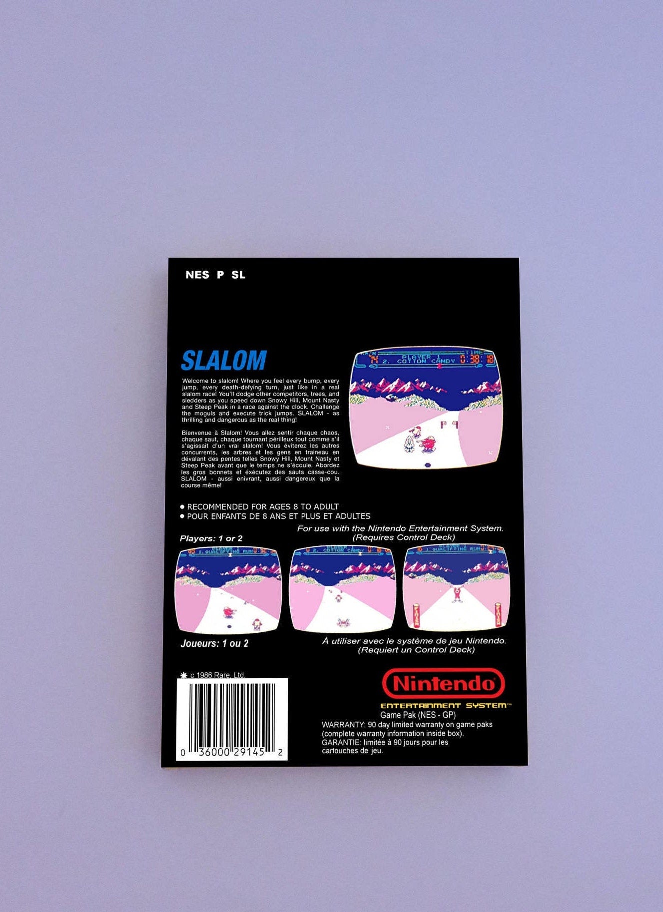 Slalom game - Box Replacement, Dust Cover, Block - PAL - NES - box replacement only - thick cardboard as in the original. Top Quality !
