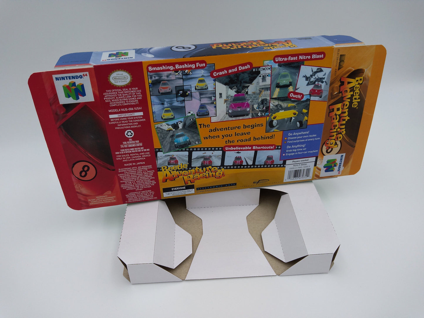 Beetle Adventure Racing - box with inner tray option - NTSC, PAL or Australian PAL - Nintendo 64/ N64 - thick cardboard as in the original.