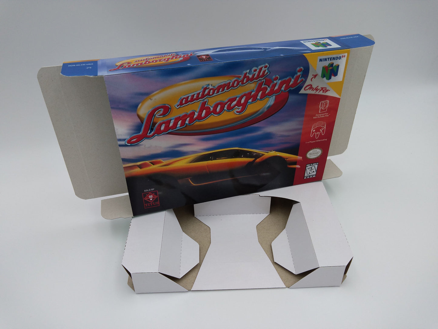 Automobili Lamborghini - box with inner tray option - NTSC, PAL or Australian PAL - Nintendo 64/ N64 - thick cardboard as in the original.