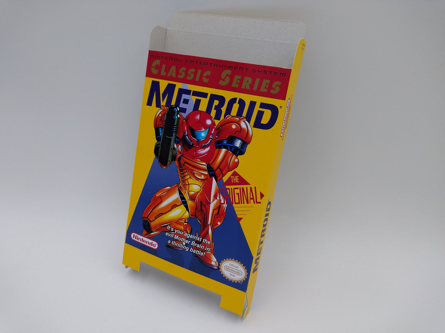 Metroid - box replacement only - NES - Replacement Box, Manual, Dust Cover, Block - NTSC or PAL - thick cardboard as in the original. Top Quality !