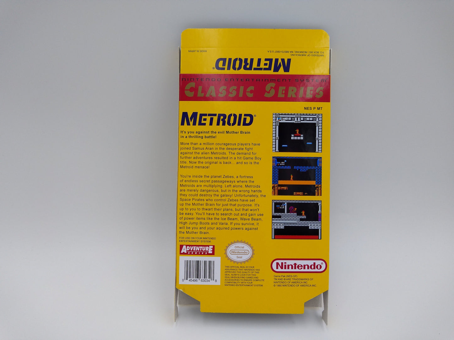 Metroid - box replacement only - NES - Replacement Box, Manual, Dust Cover, Block - NTSC or PAL - thick cardboard as in the original. Top Quality !