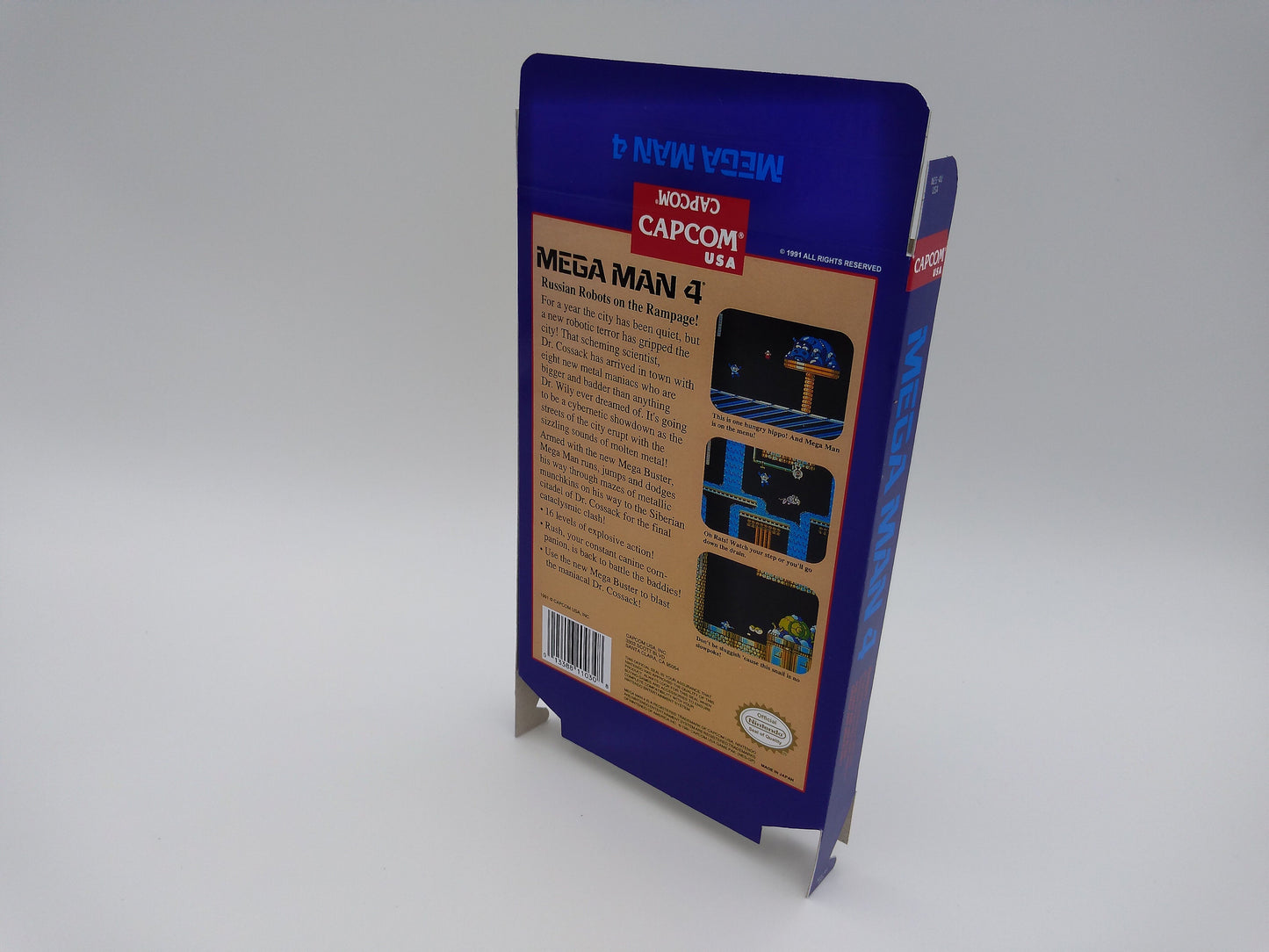 Mega Man 4 - NTSC or Pal - NES - box replacement only - thick cardboard as in the original. HQ !!