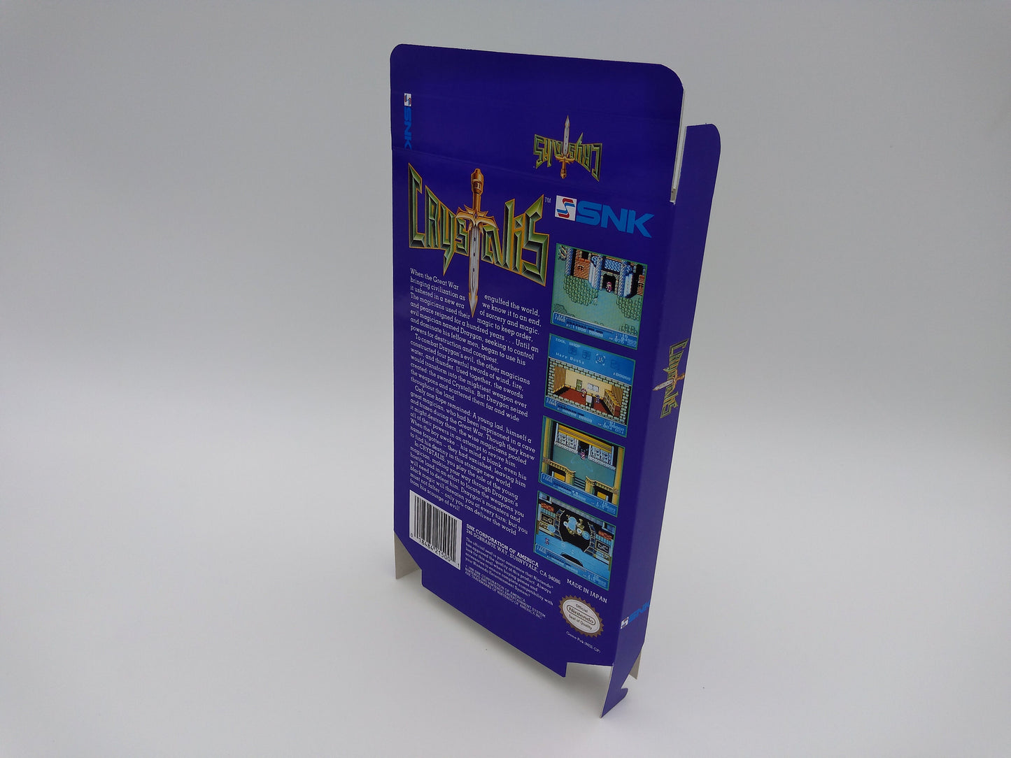 Crystalis - - Box only - NES - thick cardboard as in the original. Top Quality !