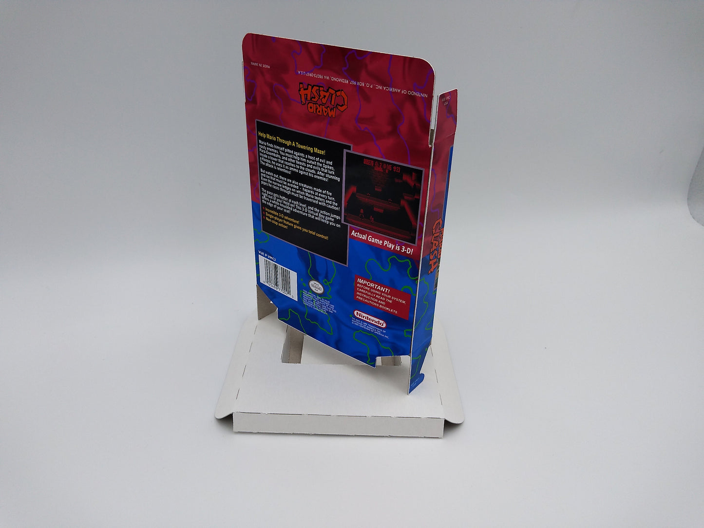 Mario Clash - Virtual Boy box with insert option - thick cardboard. Top Quality !!