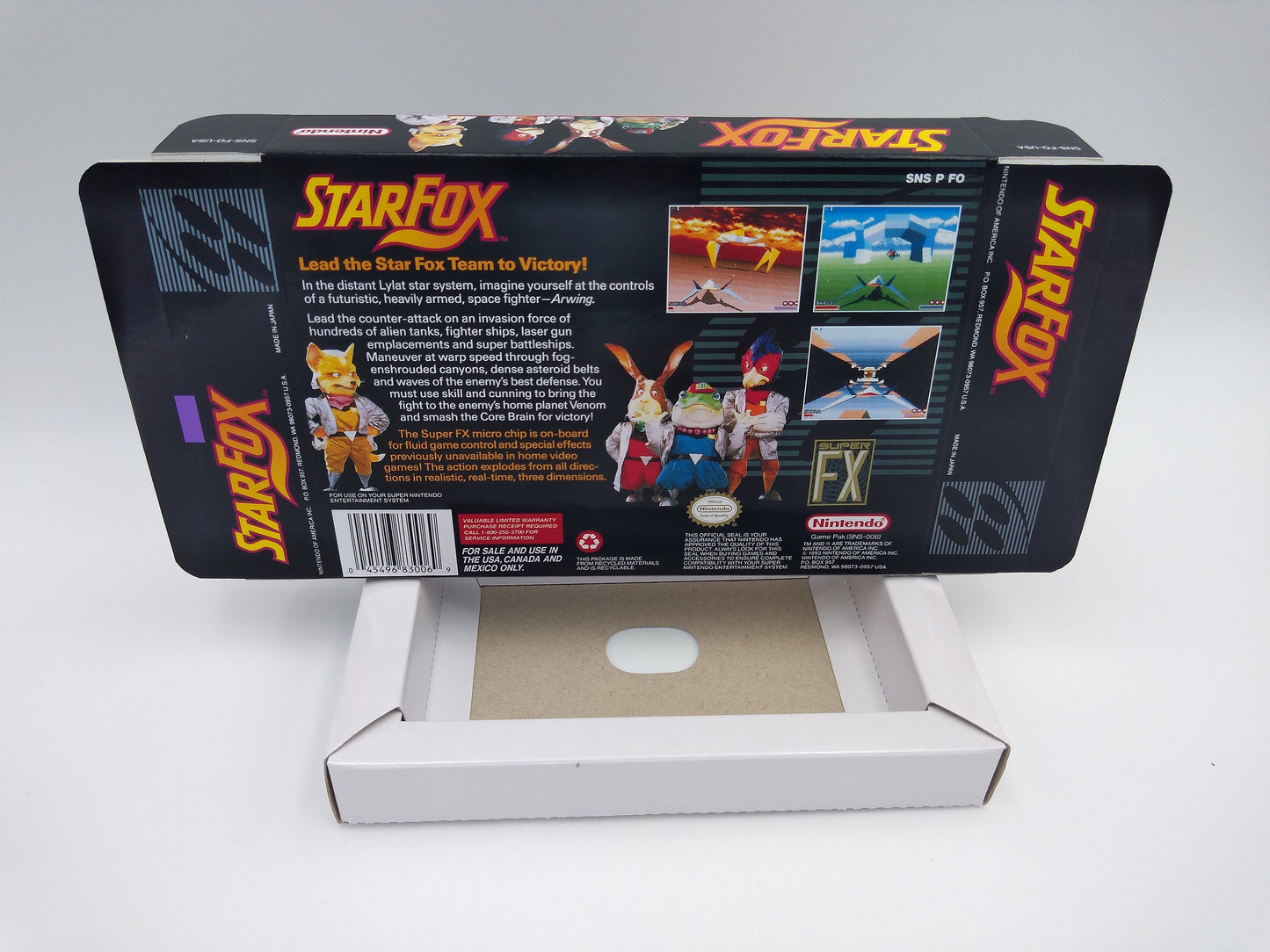 StarFox - NTSC - box with inner tray option - SNES - thick cardboard as in the original. Top Quality !!