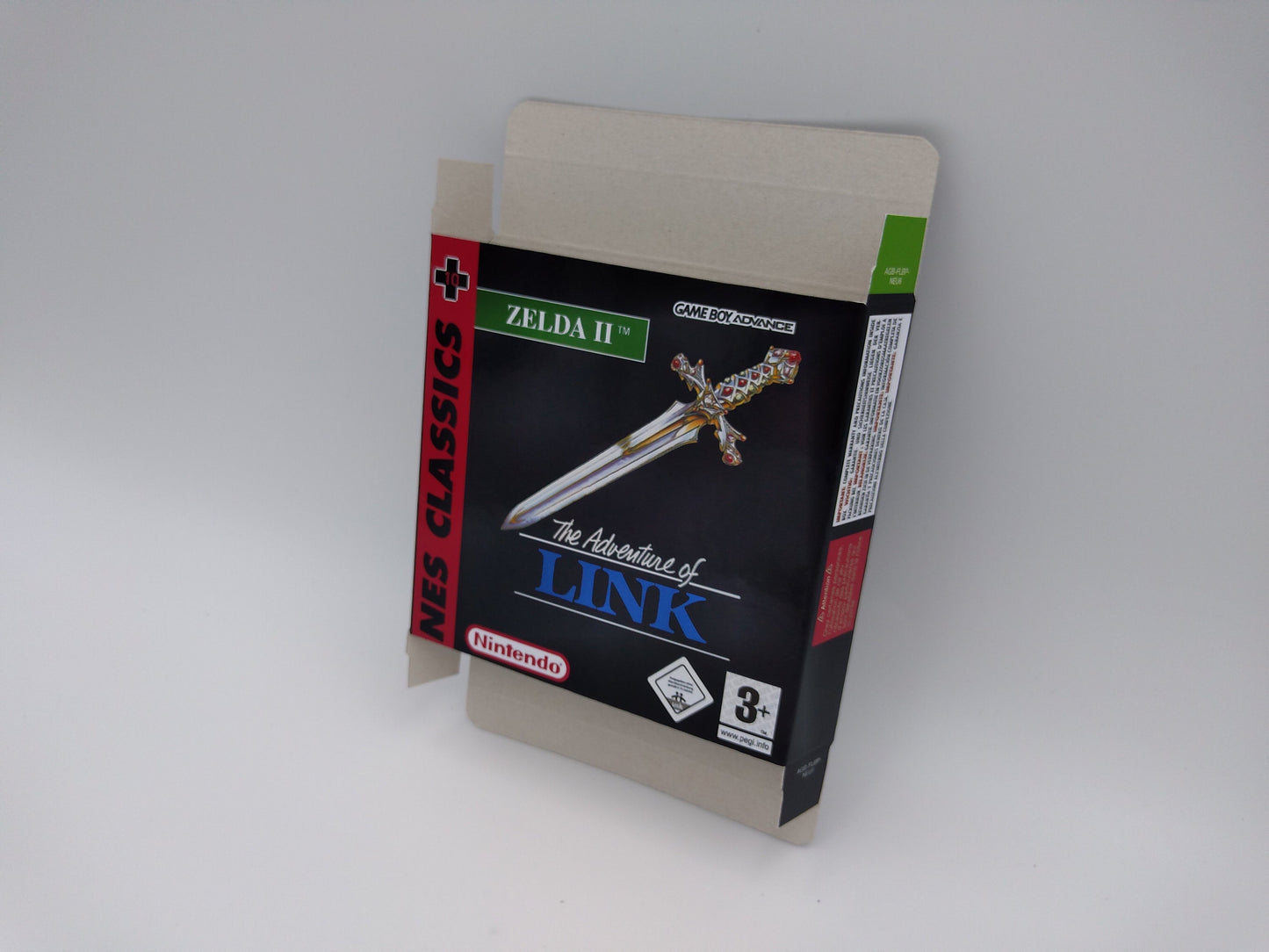 Zelda II The Adventure of Link - box with inner tray option - GBA/ Game Boy Advance - thick cardboard. Top Quality !!